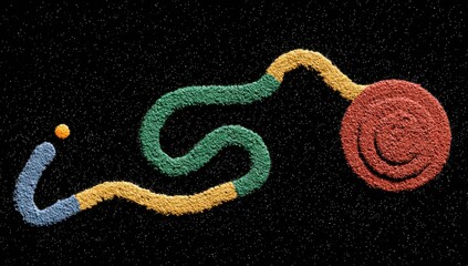 Abstract colorful winding path on a dark background