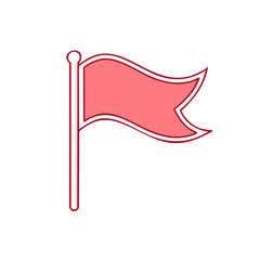 Fototapete - Vivid simple pink pennant on pole, classic pennons used to indicate locations or directions, isolated graphic flags