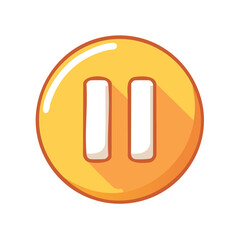 Fototapete - Bright Yellow Pause Button Vector Cartoon Graphic Element for Media Control and User Interface Design