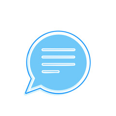 Fototapete - Light Blue Speech Bubble Icon with Message Content Text Lines Indicator for Communication