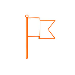 Fototapete - Single Orange Pennant Flag Icon Displaying Accomplishments Destination and Marking in Digital Format