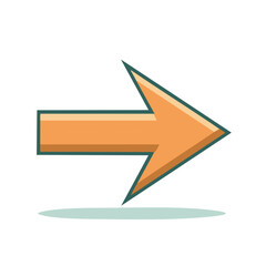 Fototapete - Orange directional arrow indicates rightward movement with Teal green stroke. Vector illustration symbolizes direction and navigation.
