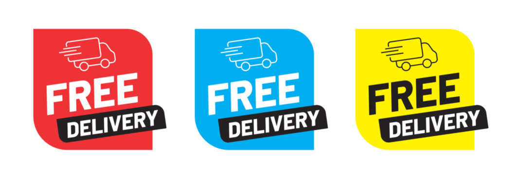 Free delivery shipping icon in three color versions