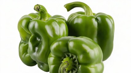 Poster - A group of green peppers, close-up view, versatile vegetable image