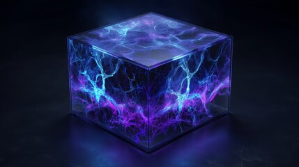 Poster - Vibrant Bioluminescent Nebula Abstract Fractal Glowing Energy Flow Digital Art Sci-Fi Visualization Cosmic Background