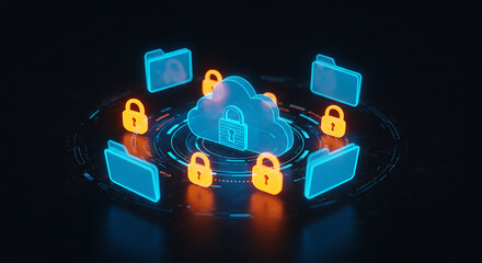 Poster - Cloud Security: Illustrative conceptualization showcasing the cloud data protection system and digital data integrity