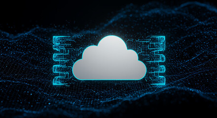 Poster - Cloud Computing Technology: A captivating visual representing the ever-evolving landscape of cloud computing, with a minimalist cloud icon prominently displayed.