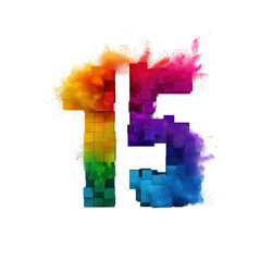 Poster - Vibrant Color Explosion with Cubes Creating Abstract Art in Rainbow Shades and Dynamic Patterns
