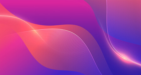 Wall Mural - Vibrant pink and purple abstract background with glowing wave lines
