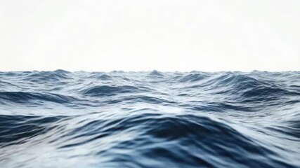 Poster - A vast expanse of ocean meets the horizon with a blue sky above, suitable for use in travel or nature photography