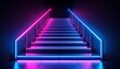 © ruangrit19 - Neon Staircase Leading Upwards Abstract Background.