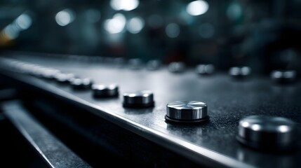 Poster - Close up of an industrial control panel with various buttons and dials