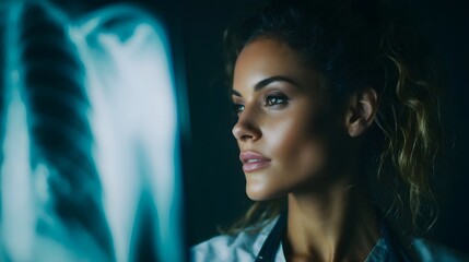 Poster - Radiologist examining an X ray on a computer screen