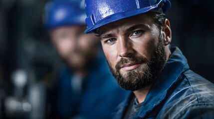 Poster - Skilled industrial mechanic repairing complex hinery with intense focus