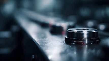 Poster - Precision metal parts on an industrial assembly line