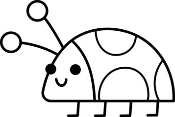 Wall Mural - Vector black and white smiling ladybird icon. Magic creature line clipart. Cute fairytale character. Woodland fantasy ladybug insect. Forest fairy tale illustration, coloring page