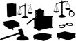 © Misho - A collection of justice and law silhouettes isolated on white background, representing legal concepts