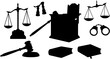 © Misho - A collection of justice and law silhouettes isolated on white background, representing legal concepts