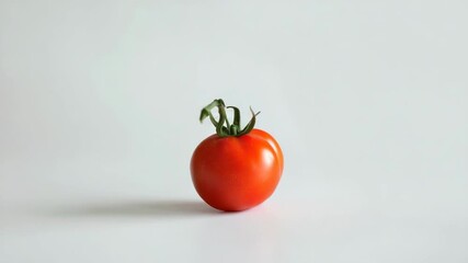 Poster - A solitary tomato perched on a clean white background