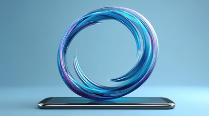 Poster - A dynamic swirl of multicolored light emerges from a smartphone, symbolizing digital innovation and connectivity, futuristic phone holder