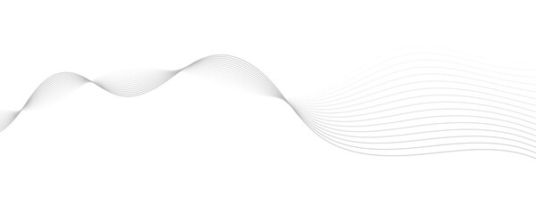 Poster - Abstract gray wave dynamic curve lines on transparent background with flowing particles. Digital energy waves technology concept. Modern backdrop design for business, presentation, banner.