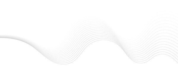 Poster - Abstract gray wave dynamic curve lines on transparent background with flowing particles. Digital energy waves technology concept. Modern backdrop design for business, presentation, banner.