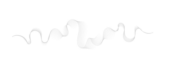Poster - Abstract gray wave dynamic curve lines on transparent background with flowing particles. Digital energy waves technology concept. Modern backdrop design for business, presentation, banner.