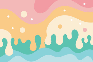 Fototapete - Summer background with liquid abstract shapes. Pastel colorful banner vector design