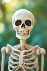 Poster - Smiling Skeleton Model Against Green Background