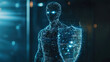 © BG remover aditta - Cyber security concept futuristic digital guardian holding shield protecting data from online threats