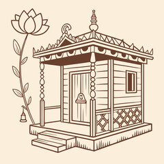 Poster - Minimalist flat vector illustration depicting a compact home or building showcasing a modern design with clean lines and a simple color palette ideal for architectural