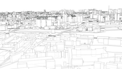 Poster - Urban modern landscape. Vector rendering of 3d