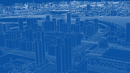 Poster - Urban modern landscape. Vector rendering of 3d
