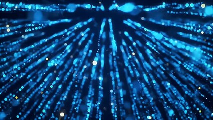 Poster - Abstract Blue Light Trails with Bokeh Effect on Dark Background For Creative Design