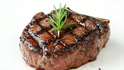 Aufkleber - A juicy piece of steak served with a fragrant sprig of rosemary