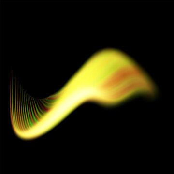 Modern abstract high speed movement of lights. Dynamic motion on black background. Light leaks, aura, ghost shots, long exposure vibrant trails. Vector illustration
