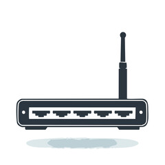 Fototapete - Wireless Router Illustration for Internet Connectivity with Antenna and Network Ports for Devices