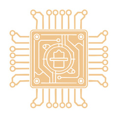 Fototapete - Illustrated Microchip Schematic on Black Background. Futuristic Design for Tech and Artificial Intelligence