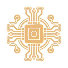 Fototapete - Stylized vector illustration of a computer circuit board showing technology and connectivity on a black background
