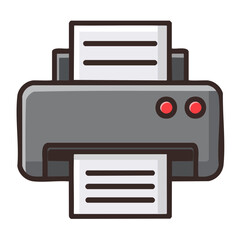 Poster - Vector Icon Illustration of a Paper Printer Device with Two Indicator Lights