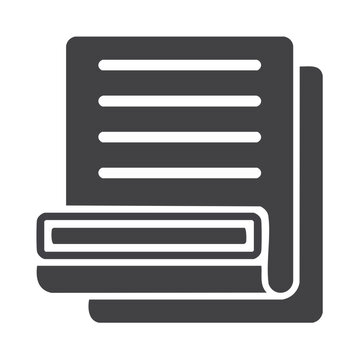 Stacked documents with white text in simple gray tones representing files or reports icon data storage