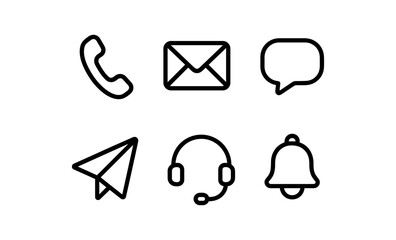 Poster - Minimalistic line icons for communication tools and devices