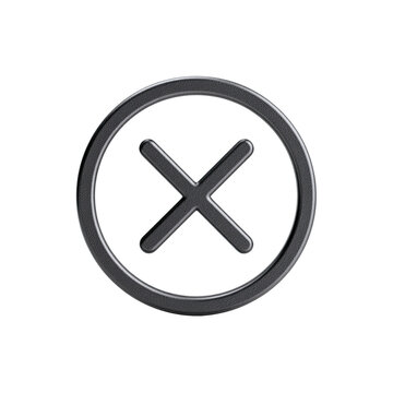 3D Render of a Metallic Cross in a Circle - Close