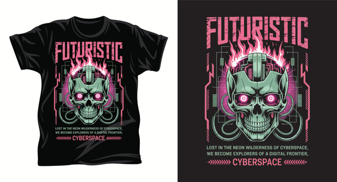Cyberpunk graphic T-shirt design print