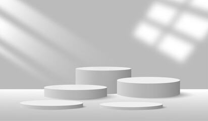 Fototapete - 3d background products display podium. background vector 3d rendering with podium. stand to show cosmetic product on podium 3d. Stage showcase on pedestal display beige background studio.