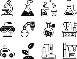 Fototapete - Collection of science and technology icons in a doodle style