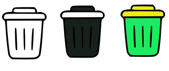 Poster - Three stylized illustrations of waste containers with different colors, representing disposal.