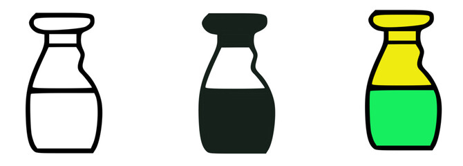 Poster - Three stylized bottle illustrations, each with different fill and outline colors.