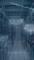 Poster - Animation of mathematical equations and data processing against computer server room
