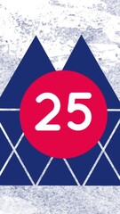 Poster - Animation of digital online icon with numbers over blue triangles and distressed background